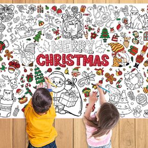 مفرش طاولة تلوين عملاق من Quimoy Xmas مقاس 43 × 31 بوصة، ملصق/لافتة تلوين عملاقة لعيد الميلاد، أنشطة عيد الميلاد للأطفال في الفصول الدراسية ومستلزمات الحفلات المنزلية