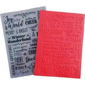 Arbuya Christmas Sentiment Plastic Embossing Folders for Christmas Card Making or Journaling Xmas Embossing Folder for Gift Tag Paper Crafting Home Decoration