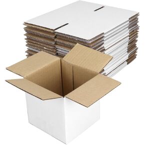 Hoikwo 8x8x8 Shipping Boxes Set of 25, White Corrugated Cardboard Box for Small Business for Packaging Mailing