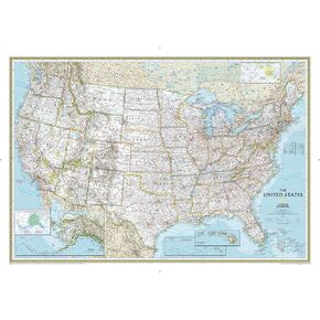 National Geographic: United States Classic Wall Map - 43.5 x 30.5 inches - Art Quality Print