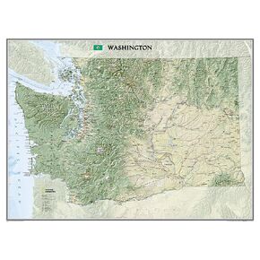 National Geographic Washington Wall Map (40.5 x 30.25 in) (National Geographic Reference Map)
