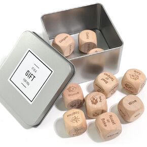 Kitchen Takeout Dice Cooking Gifts Seasonal Dinner Recipe Decider Wooden Funny Dice Kitchen Ideal Gadgets Christmas Birthday Party Gifts for Chefs and Women (10pcs-1")