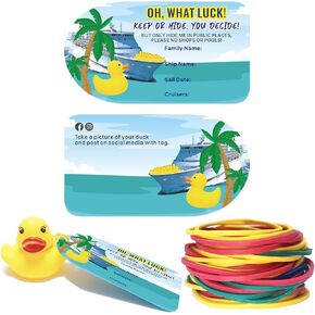 50 Pieces Duck Tags, Ducking Game Cards,Cruising Rubber Duck Tagsfor Ducks 50 Rubber Bands, 1.96 x 3.54 Inches Duck Tags for Cruise Ship(Cruise Tags)
