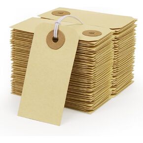 White Price Tags with Elastic String - Coideal 200 Pcs Small Blank Marking Strung Tags Writable Display Label Hang Tags Strings Attached for Hanging Gift Clothing Jewelry (2 3/4" x 1 3/8")