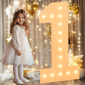 LOBOOM 3FT Light Up Numbers, White Giant Marquee Number Mosaic Number for 50th Birthday Backdrop Anniversary Decorations Large Numbers for Party Wedding Decor, Pre-Cut Foam Frame Number 50