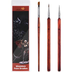 Kolinsky Sable Miniature Paint Brushes-Golden Maple 3pcs Detail Paint Brushes Drybrush for Acrylic Watercolor, Small Fine Detail Paint Brush Set Use for Warhammer,Mini Paints,Paint by Number,Figurine