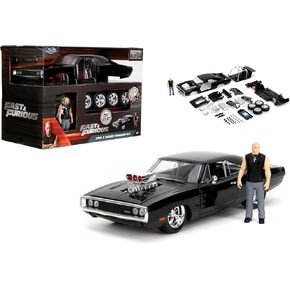 Jada Toys Fast & Furious Dom & Dodge Charger R/T, 1:24 Scale Build n' Collect Die-Cast Model Kit with 2.75" Die-Cast Figure, Black