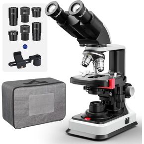 [24MP Smart Monitor] Vabiooth Lab Compound Trinocular Microscopes 40X-2500X Magnification with 7" Monitor Free Software-One Click Capturing Images & Video, Measuring Lengths, Wide-Field Eyepieces