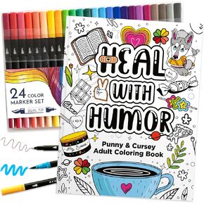 RYVE Adult Coloring Book Set for Adults Relaxation - Sassy & Funny Self Care Gifts for Women, Motivational Swear Word Coloring Book, Anxiety Relief, Cancer Care Gifts, Chemo Care Package for Women