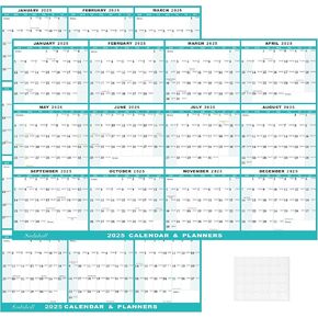 32" x 48" 2025 Wall Calendar, Folded Wet & Dry Erase Wall Calendar 12 Month, Annual Yearly Planner Yearly Laminated Calendar 2025 Horizontal/Vertical, with Julian Dates