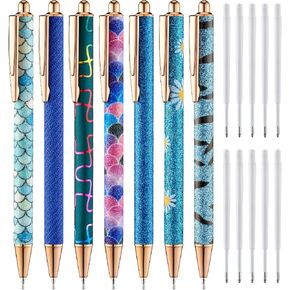 Mr. Pen- Fancy Pens for Women, Azure Elegance, 7 Black Ink Ballpoint Pens with 10 Refills, 1.0mm, Cute Pens for Journaling, Cool Pens Ballpoint, Pens Ballpoint Smooth Writing Pens Cute, Christmas Gift