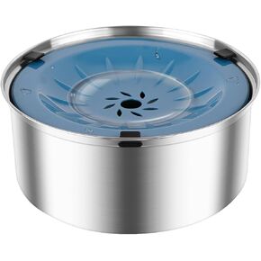 Vannon 3L/101oz Dog Water Bowl No Spill Stainless Steel Pet Water Dispenser Large Capacity Dog Food Water Bowl No Splash Slow Water Feeder for Medium Large Dogs, Non-Slip, Grey Plastic Floating Disk