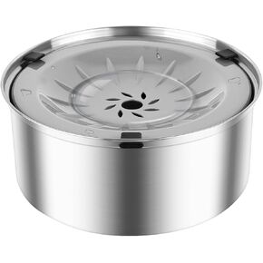Vannon 3L/101oz Dog Water Bowl No Spill Stainless Steel Pet Water Dispenser Large Capacity Dog Food Water Bowl No Splash Slow Water Feeder for Medium Large Dogs, Non-Slip, Grey Plastic Floating Disk