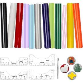 Puff Vinyl Heat Transfer, 8 Sheets 3D Iron Vinyl in 8 Assorted Color Cricut Heat Transfer Vinyl, DIY Bag, Clothing, 12"X10" Heat Press Machine with Silhouette, Cricut Heat Transfer Vinyl