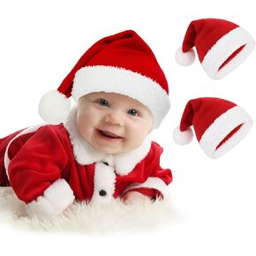 Zando Unisex Baby Santa Hat Warm Cotton Baby Christmas Hat Kitted Small Santa Hats Xmas Toddler Winter Hat Red Beanie