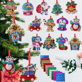 Containlol 24 Sets Christmas Crafts Kit Xmas No Mess DIY Art Merry Christmas Fun Art Craft Snowman Santa Foil Stickers Kit for Xmas Winter Holiday Classroom Creative Project Activities Supplies Decor