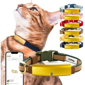 Health Tracker for Cats - Smart Cat Collar with Safety Breakaway Buckle for Indoor Cats, Wellness Alerts, Real-time Monitoring (Red, M)