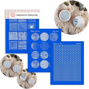 Multi Pattern Silk Screen Stencils for Polymer Clay, 3 PCS Polka dots Pattern Silkscreen for Polymer Clay Earring Making, Reusable Silk Screen Stencils for Polymer Clay SSCMB-1