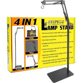 4 IN 1 Metal Reptile Lamp Stand with Swing Arm for Terrarium Floor Light Stand for Reptile Tank, Adjustable Height & Width & Angle, Heat Lamp Holder Heating Light Bracket Light Hanger (Max Height 72")