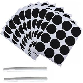 10PCS 120 Stickers PVC Round Handwritten Logo Stickers 38mm Chalkboard Stickers Self Adhesive Labels with Pen for Food Containers Food and Drink Spice Labelling Waterproof Removable Stickers