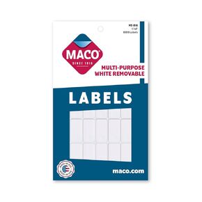 MACO White Rectangular Multi-Purpose Labels, 1/2 x 1 Inches, 1000 Per Box (MS-816)