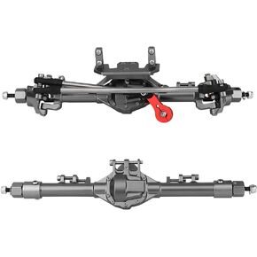 Aluminum Front & Rear Axles CNC Complete Axle Set for 1/10 RC Crawler SCX10 & SCX10 II Deadbolt 90046 90047 D90 D110 RC LCG Chassis Upgrades (Black)