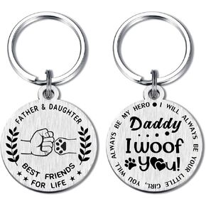 Emideary Gifts for Dog Dad - Best Dog Dad Christmas Keychain - Fathers Day Gift for Dog Dad Dog Lovers Men, Silver, S