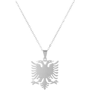 LLYANZ Stainless Steel Albania Eagle Pendant Necklaces Double Headed Eagle Necklace Jewelry for Ethnic Gifts