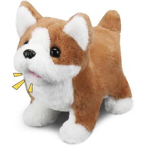 Electric Plush Toys Corgi Puppy Interactive Pet Dog-Walking,Barking,Tail Wagging Interactive Toys for Toddler Kids Boys Girls