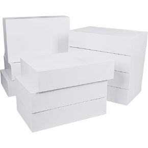 NUJOVI Premium 10 Piece Extra Large Gift Boxes for Presents - Premium White Gift Boxes with Lids at 4-inch Deep for Robes and Bulky Christmas Presents