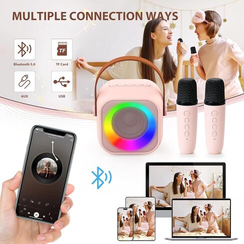 Karaoke Machine for Kids, Toys for 3-12 Years Old Girls Gifts, Kids Karaoke Microphone Machine Toy, Best Fun Christmas Birthday Gifts for 5 6 7 8 9 10 11 Years Teens Girl Boys Pink in Saudi Arabia