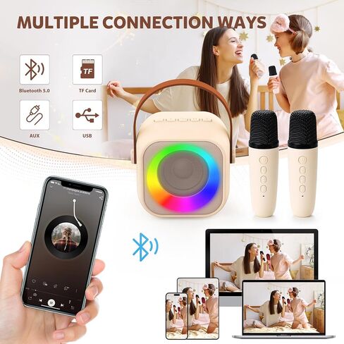 Karaoke Machine for Kids, Toys for 3-12 Years Old Girls Gifts, Kids Karaoke Microphone Machine Toy, Best Fun Christmas Birthday Gifts for 5 6 7 8 9 10 11 Years Teens Girl Boys Pink in Saudi Arabia