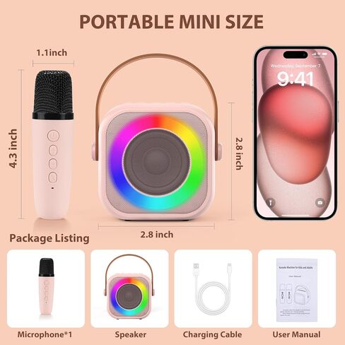 Karaoke Machine for Kids, Toys for 3-12 Years Old Girls Gifts, Kids Karaoke Microphone Machine Toy, Best Fun Christmas Birthday Gifts for 5 6 7 8 9 10 11 Years Teens Girl Boys Pink in Saudi Arabia