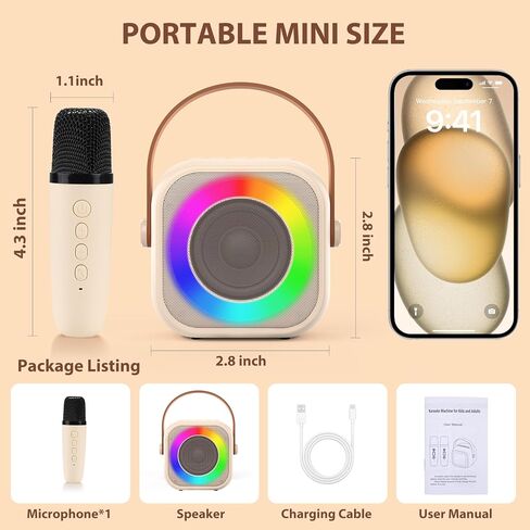 Karaoke Machine for Kids, Toys for 3-12 Years Old Girls Gifts, Kids Karaoke Microphone Machine Toy, Best Fun Christmas Birthday Gifts for 5 6 7 8 9 10 11 Years Teens Girl Boys Pink in Saudi Arabia