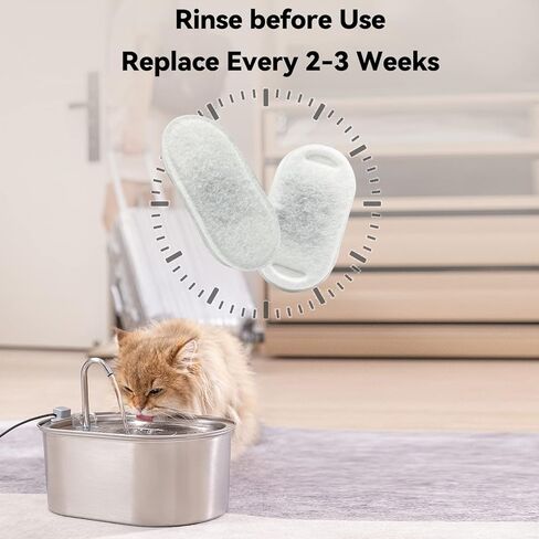 SOOFPET Stainless Steel Cat Water Fountain Filters: 8-Pack of Filters (Carbon Filters + Foam Filters) - Replacement Filters for 108oz/3.2L Automatic Dog Water Bowl Dispenser in Saudi Arabia
