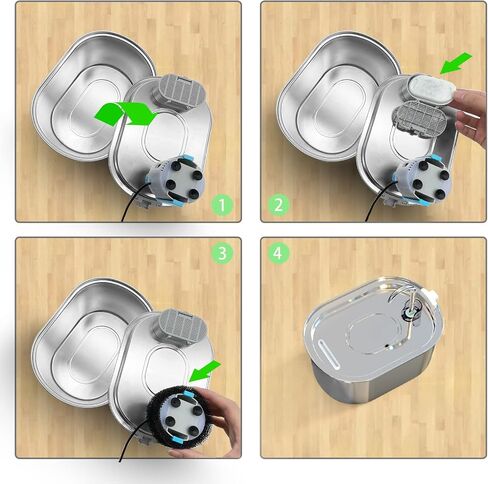SOOFPET Stainless Steel Cat Water Fountain Filters: 8-Pack of Filters (Carbon Filters + Foam Filters) - Replacement Filters for 108oz/3.2L Automatic Dog Water Bowl Dispenser in Saudi Arabia