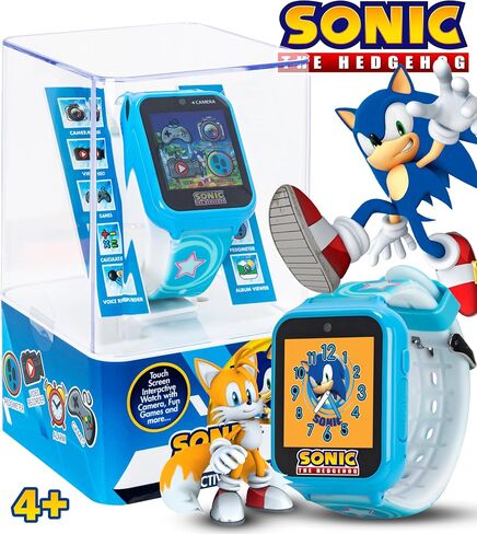 Sonic the Hedgehog Kids Smart Watch - Interactive Touchscreen with Games, Selfie Camera, Step Tracker, Alarm, and Printed Silicone Strap - Fits Wrists 5.5" to 8.0" in Kuwait