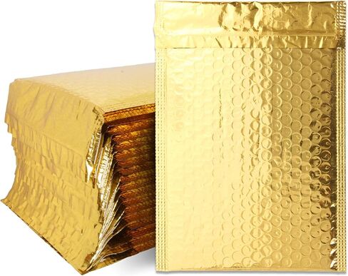 laniakea 6x9 بوصة الذهب بولي فقاعة بريدية، 25 حزمة مغلفات بريدية مبطنة ذاتية الختم، مغلفات بريدية مبطنة مقاومة للماء ومقاومة للتمزق لهدايا عيد الميلاد الشحن / التعبئة والتغليف / البريد in Kuwait