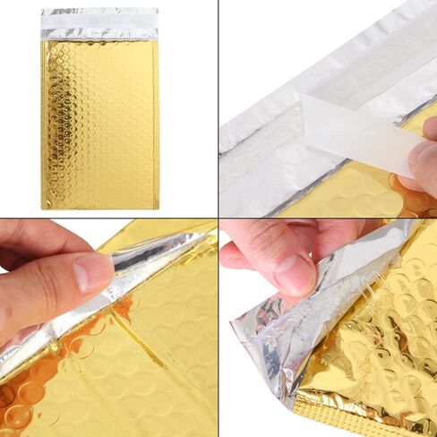 laniakea 6x9 بوصة الذهب بولي فقاعة بريدية، 25 حزمة مغلفات بريدية مبطنة ذاتية الختم، مغلفات بريدية مبطنة مقاومة للماء ومقاومة للتمزق لهدايا عيد الميلاد الشحن / التعبئة والتغليف / البريد in Kuwait