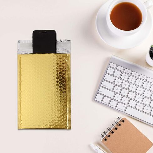 laniakea 6x9 بوصة الذهب بولي فقاعة بريدية، 25 حزمة مغلفات بريدية مبطنة ذاتية الختم، مغلفات بريدية مبطنة مقاومة للماء ومقاومة للتمزق لهدايا عيد الميلاد الشحن / التعبئة والتغليف / البريد in Kuwait