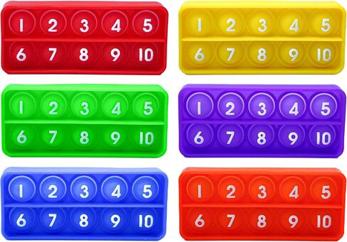Ten Frame Pop Math Manipulatives - Set of 6 Silicone Fidget Toys for Kindergarten Classrooms - Engaging Educational Counting & Addition Toys for Kids 3 4 5 Years Old in Kuwait