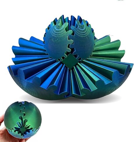 3D Printed Gear Ball, Cube Fidget Toy, Stress Relif Ball, GearSphere Desk Toy, Anxiety Relaxing Toy for Adults at Work/Study/Travel (Green) in Saudi Arabia