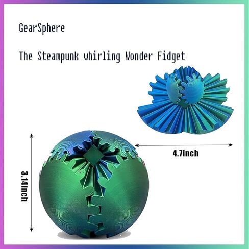 3D Printed Gear Ball, Cube Fidget Toy, Stress Relif Ball, GearSphere Desk Toy, Anxiety Relaxing Toy for Adults at Work/Study/Travel (Green) in Saudi Arabia