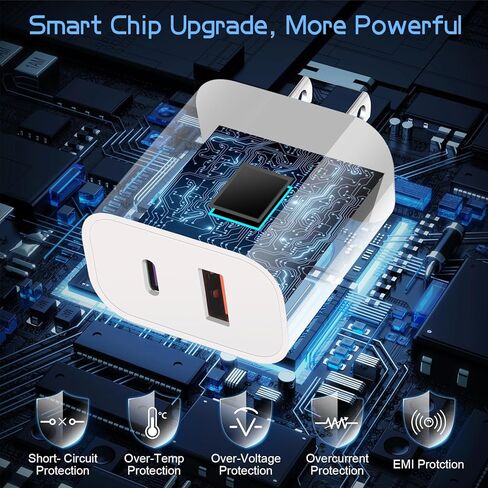 شاحن سريع iPhone، شاحن iPhone شحن سريع شاحن USB C مزدوج المنفذ [معتمد من Apple MFi] 2 حزمة 2 في 1 محول شاحن Apple سريع كابل لايتنينج 6FT لهاتف iPhone 14 ProMax/13Pro/12 Mini/11/XR/SE in Kuwait