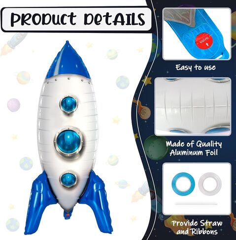 بالونات كبيرة على شكل صاروخ للاطفال، بالونات سفينة صاروخية، بالونات مايلر من الفويل الخارجي لالعاب الاطفال وحفلات استقبال المولود الجديد، ديكورات حفلات اعياد الميلاد بطابع الفضاء in Kuwait