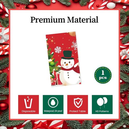 1 Pcs Christmas Plastic Tablecloths 54x108 Inch, Snowman Red Disposable Christmas Table Cloth Rectangle Christmas Table Cover for Christmas Party Decorations (Christmas) in Saudi Arabia