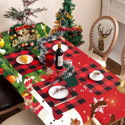 1 Pcs Christmas Plastic Tablecloths 54x108 Inch, Snowman Red Disposable Christmas Table Cloth Rectangle Christmas Table Cover for Christmas Party Decorations (Christmas) in Saudi Arabia