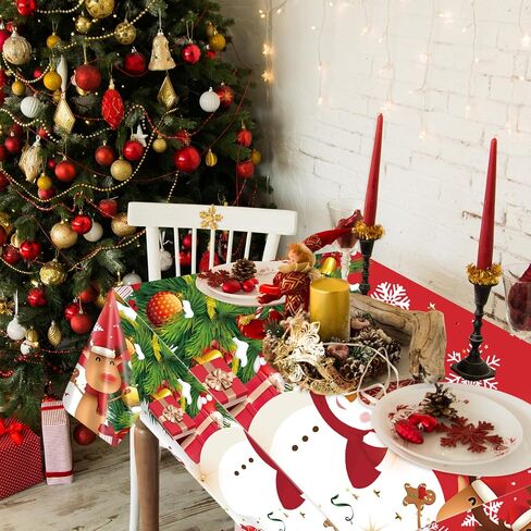 1 Pcs Christmas Plastic Tablecloths 54x108 Inch, Snowman Red Disposable Christmas Table Cloth Rectangle Christmas Table Cover for Christmas Party Decorations (Christmas) in Saudi Arabia