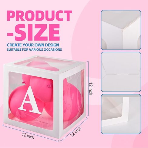 Baby Boxes with 30 PCS Letters, 4 Transparent Balloon boxes for Gender Reveal Birthday Wedding Baby Shower Decorations in Saudi Arabia