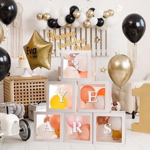 Baby Boxes with 30 PCS Letters, 4 Transparent Balloon boxes for Gender Reveal Birthday Wedding Baby Shower Decorations in Saudi Arabia